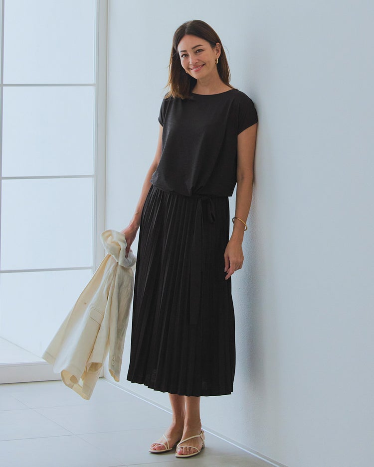 UVスラブ・プリーツワンピース 詳細画像 ブラック 1