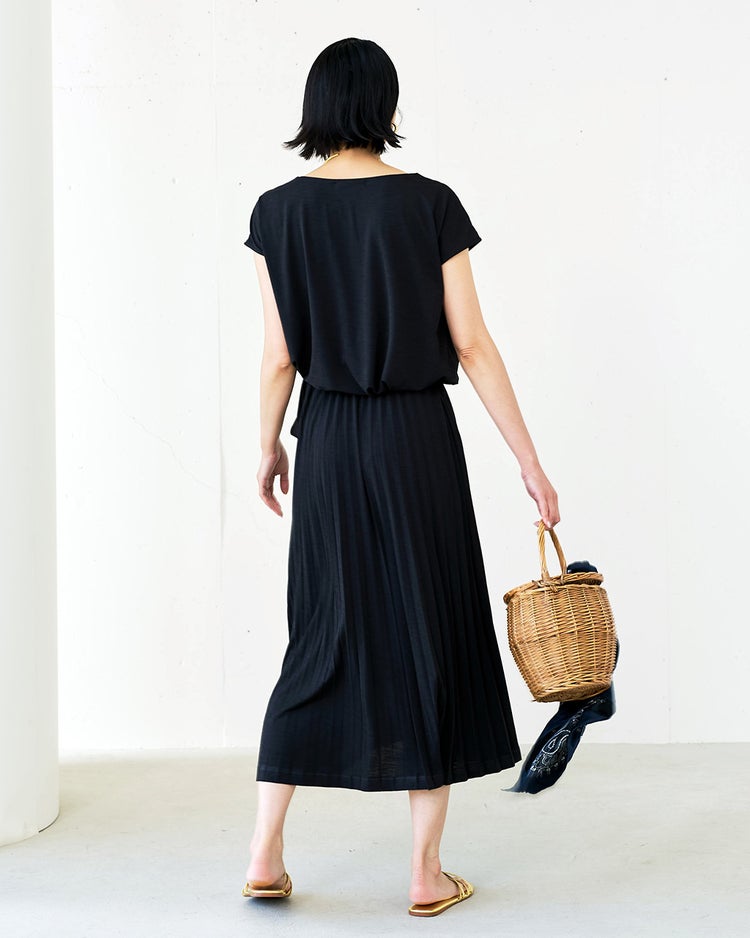 UVスラブ・プリーツワンピース 詳細画像 ブラック 3