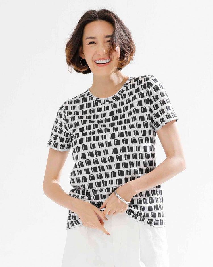 綿スラブ・クルーネックT 詳細画像 ブラックパターン 1