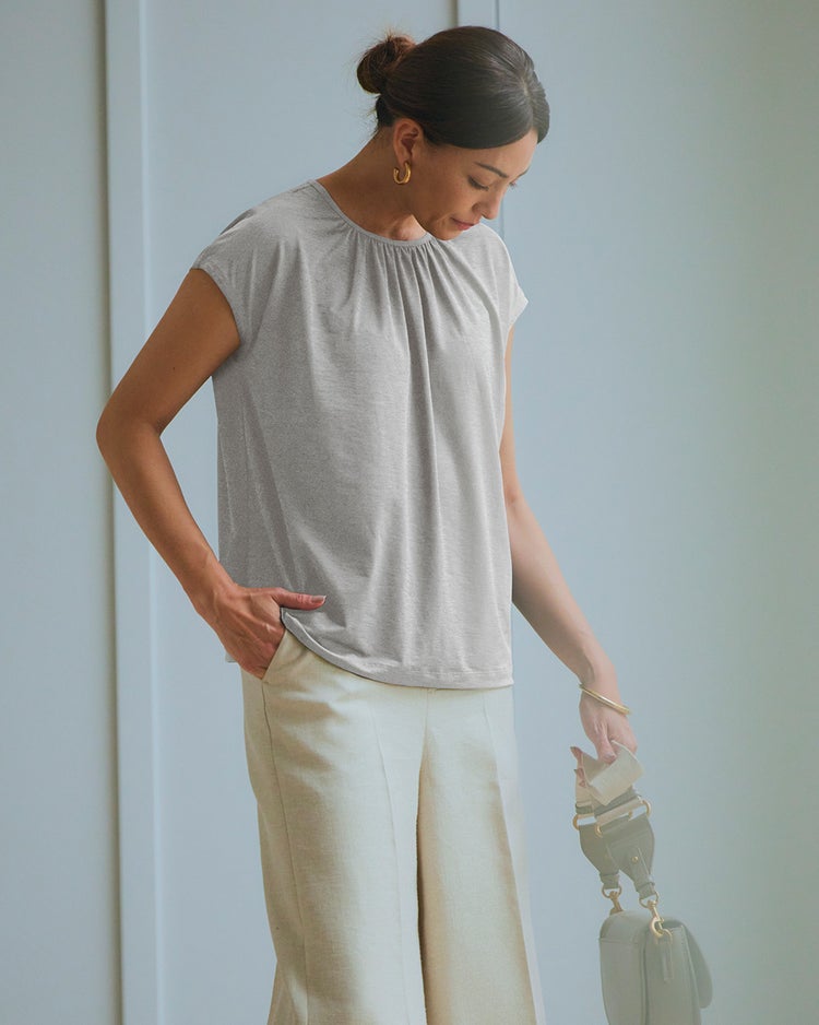 UVスラブ・ギャザーフレンチトップス 詳細画像 ライトグレー 1