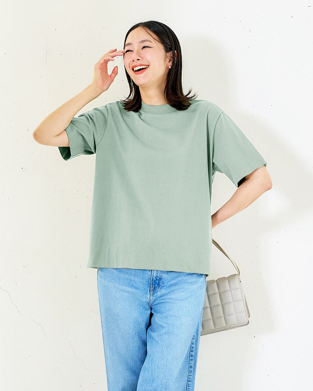 高密度シルコットン・プチハイネックT/40代50代からのレディース