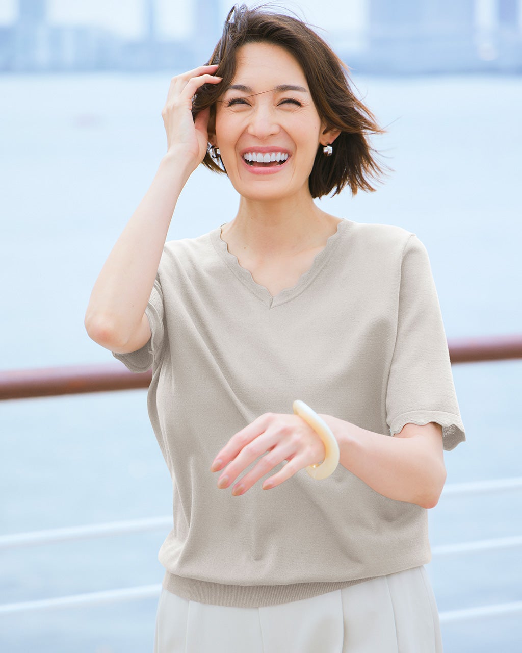 Vネック／半袖・ドゥクラッセTシャツ/40代50代からのレディース