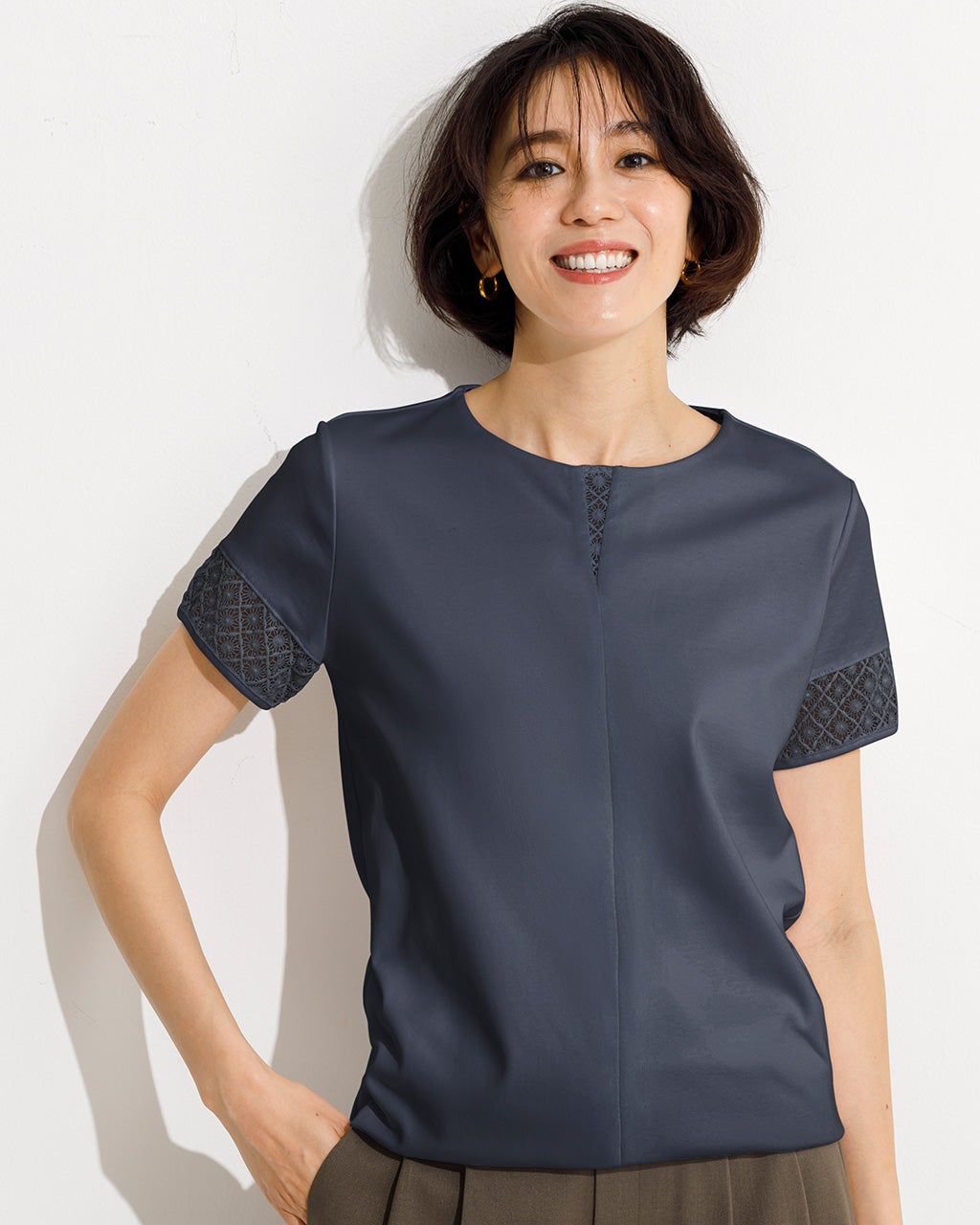 レースデザイン／半袖・ドゥクラッセTシャツ/40代50代からの