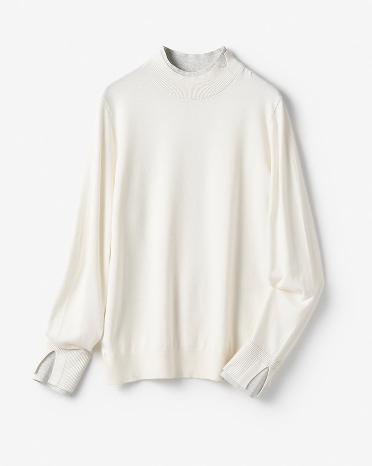 シルクフィール・ダブルカフスハイネック 詳細画像 オフホワイト 1