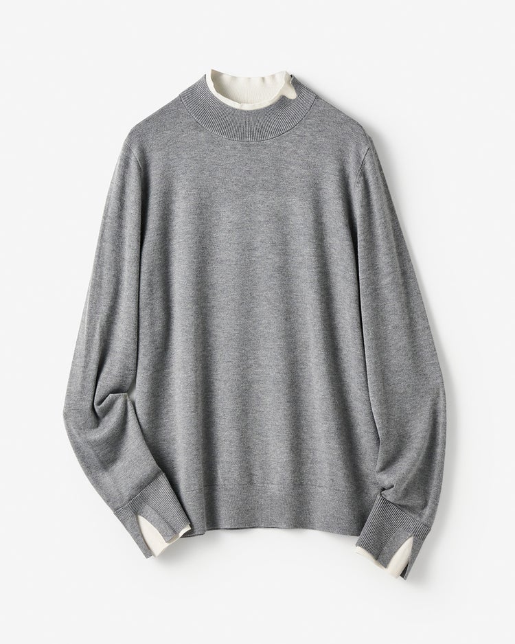 シルクフィール・ダブルカフスハイネック 詳細画像 グレー 1