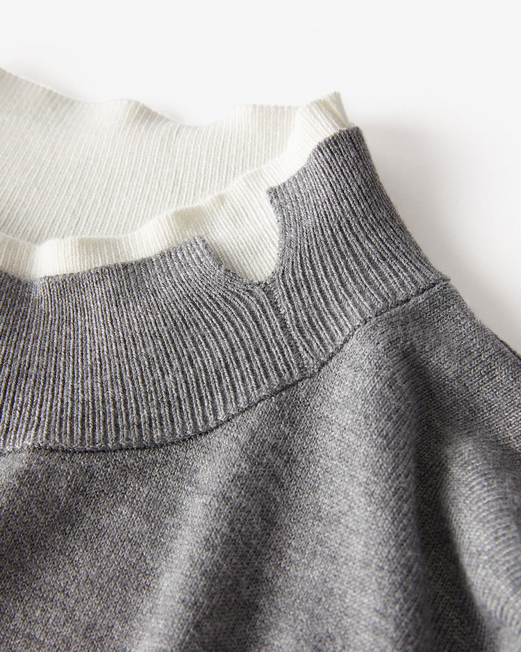 シルクフィール・ダブルカフスハイネック 詳細画像 グレー 4