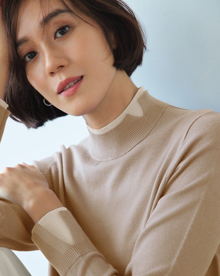 シルクフィール・ダブルカフスハイネック 詳細画像 ベージュ 2