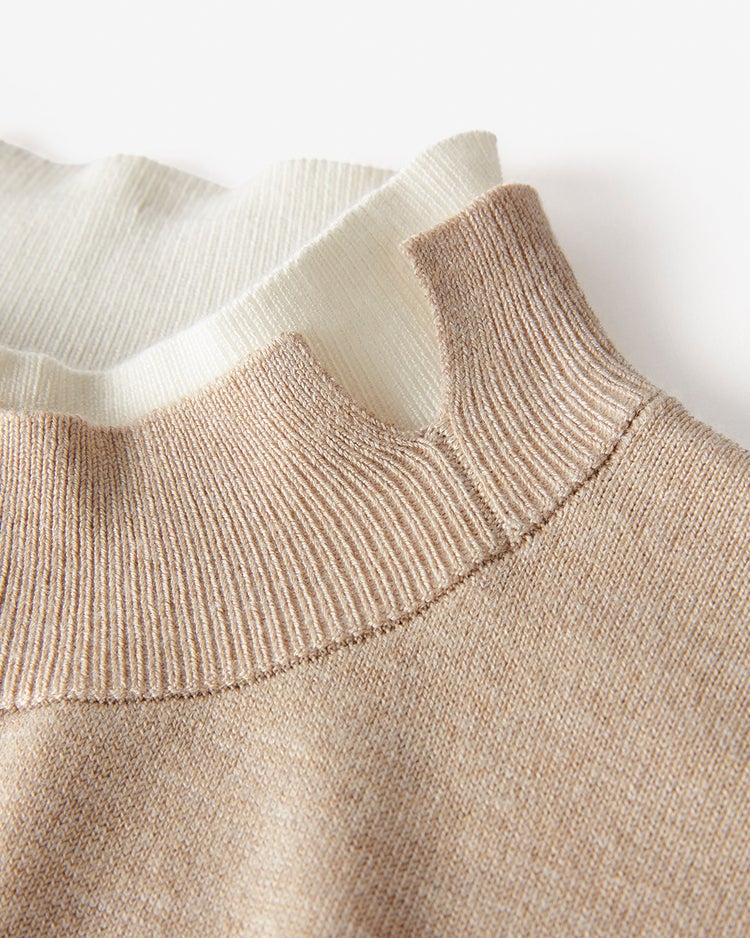 シルクフィール・ダブルカフスハイネック 詳細画像 ベージュ 4