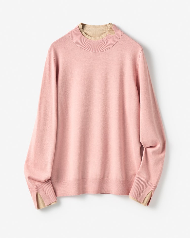 シルクフィール・ダブルカフスハイネック 詳細画像 ソフトピンク 1