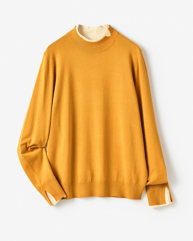 シルクフィール・ダブルカフスハイネック 詳細画像 マスタードイエロー 1