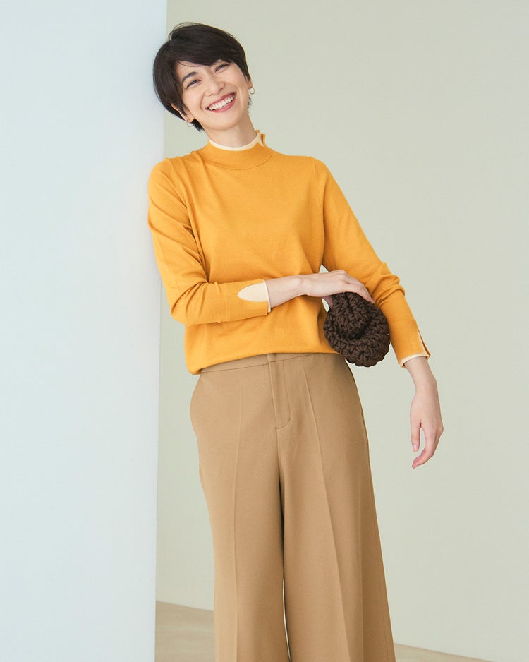 シルクフィール・ダブルカフスハイネック 詳細画像 マスタードイエロー 2