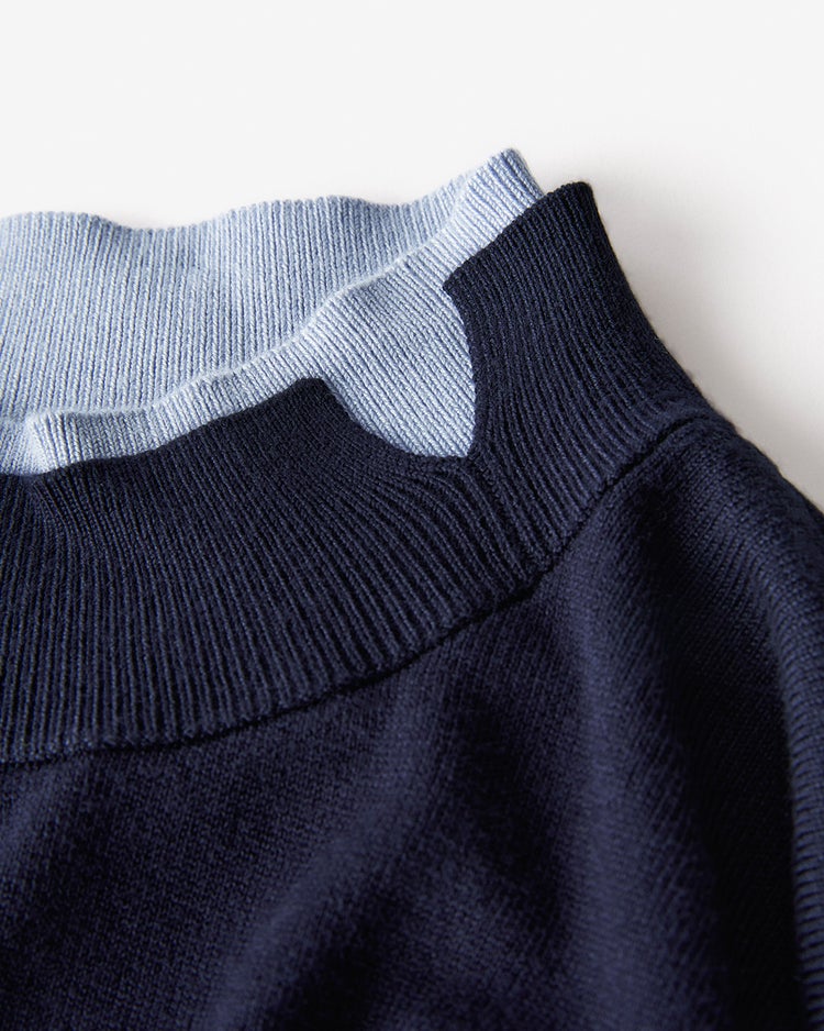 シルクフィール・ダブルカフスハイネック 詳細画像 ミッドナイトブルー 3