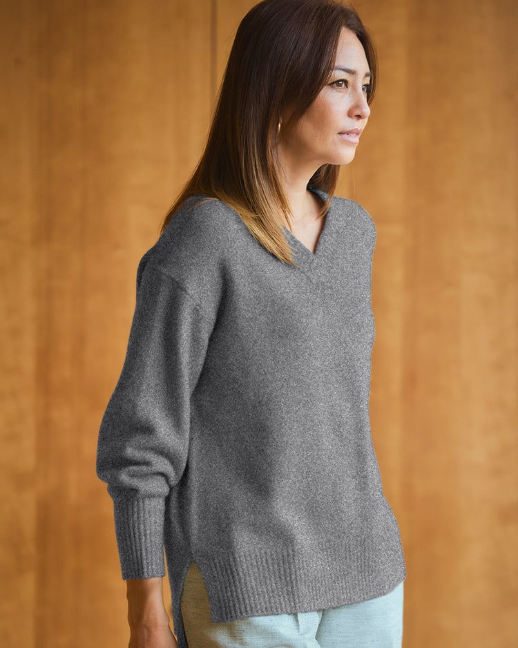 ストレッチタム・Vネックニット 詳細画像 チャコール 2