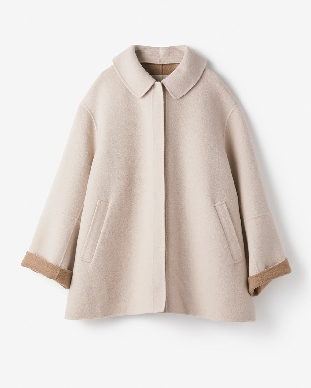 きカシミヤ混ショートコート カシミヤ混ウールリバー・2WAYショートコート/40代50代からの