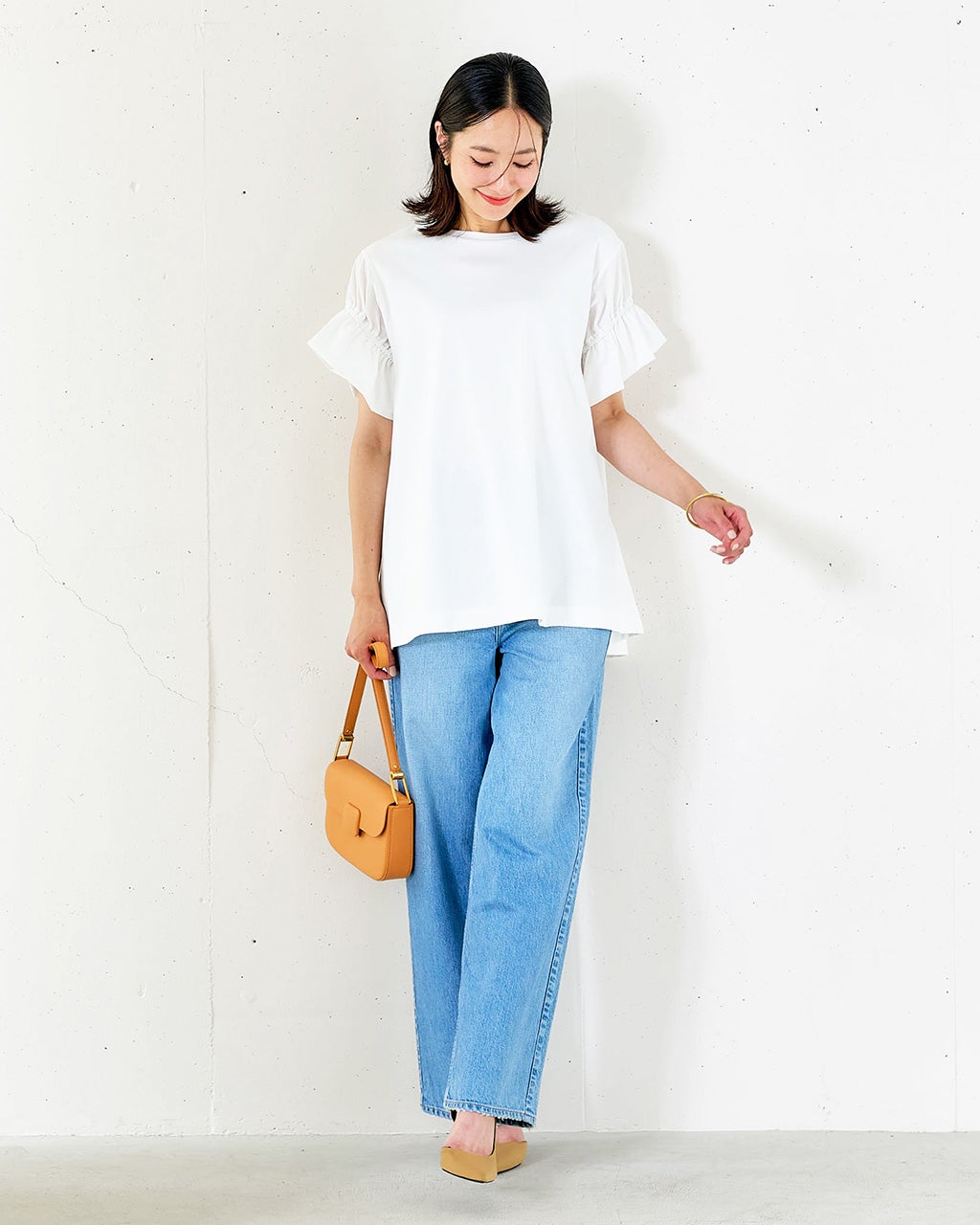 トップス mucunwenzai キャンディスリーブ・異素材コンビトップス/40代50代からのレディース