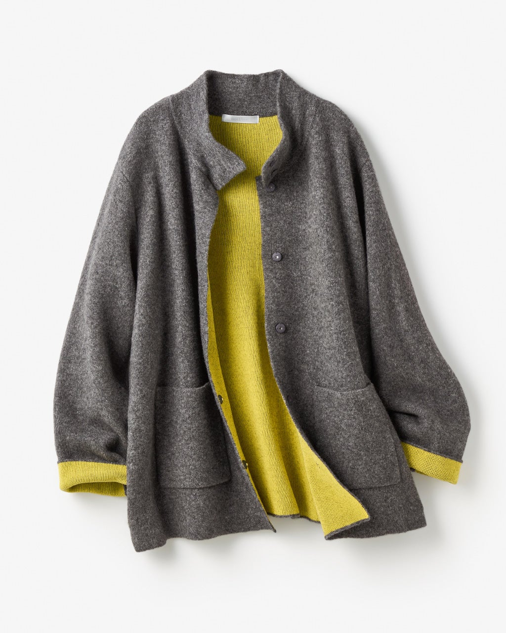 ダブルフェイスニット・スタンドカラーコート/DoCLASSE