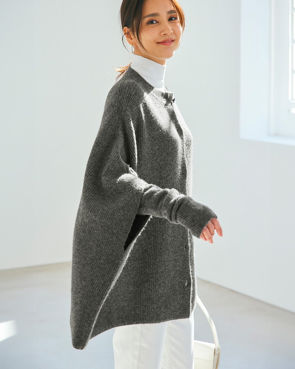 片畦編み・ニットポンチョ/DoCLASSE