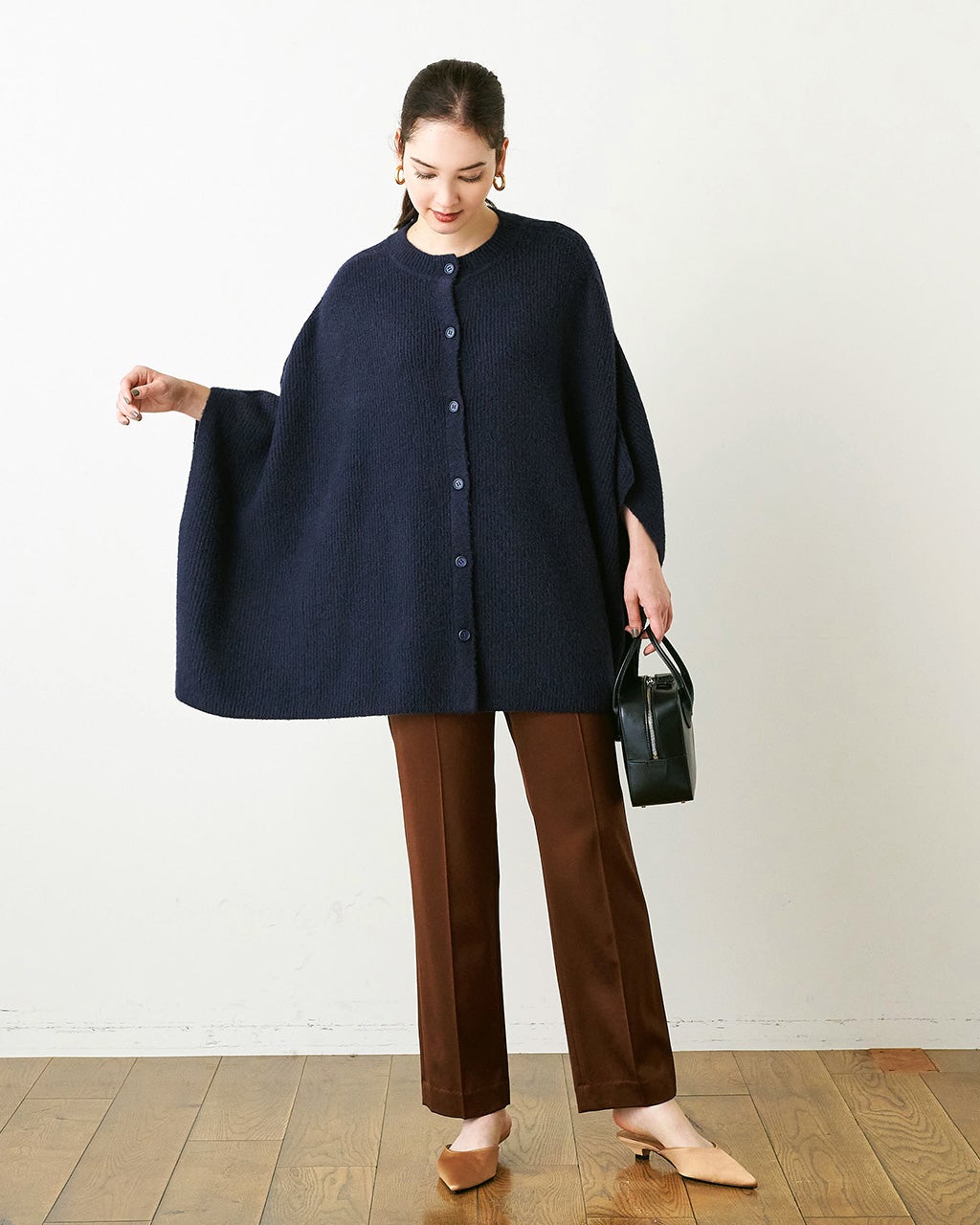 片畦編み・ニットポンチョ/DoCLASSE