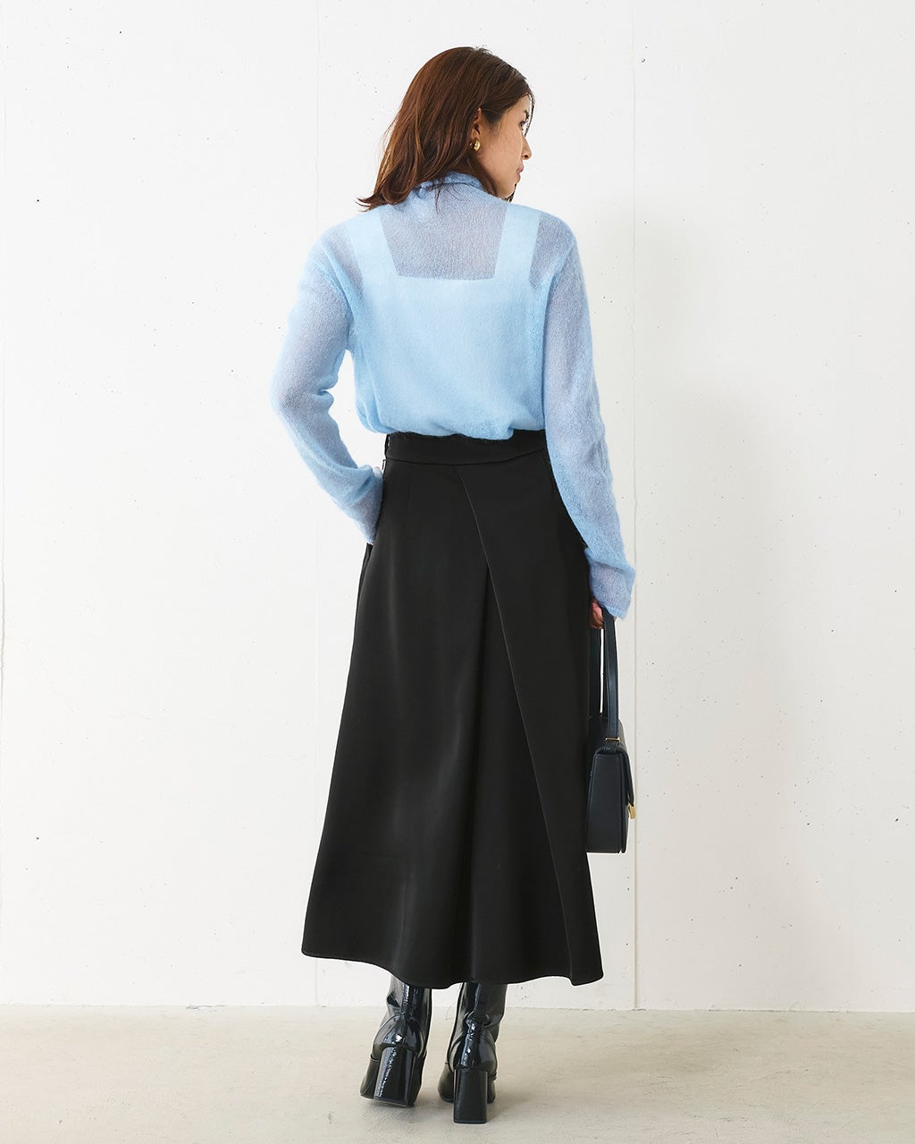 サテンボンディング・タックスカート/40代50代からのレディース
