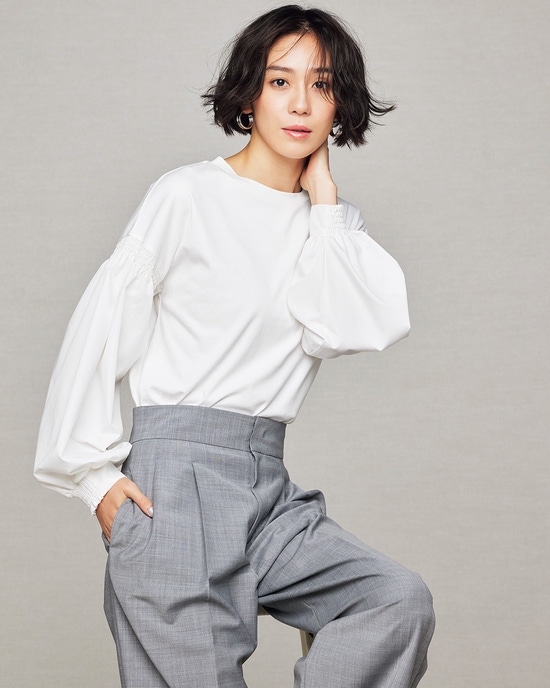 カットワークスリーブ・異素材コンビブラウス/40代50代からの 