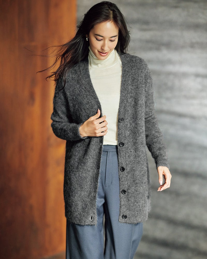 ヘアリーアルパカ・ロングカーディガン/40代50代からのレディース  