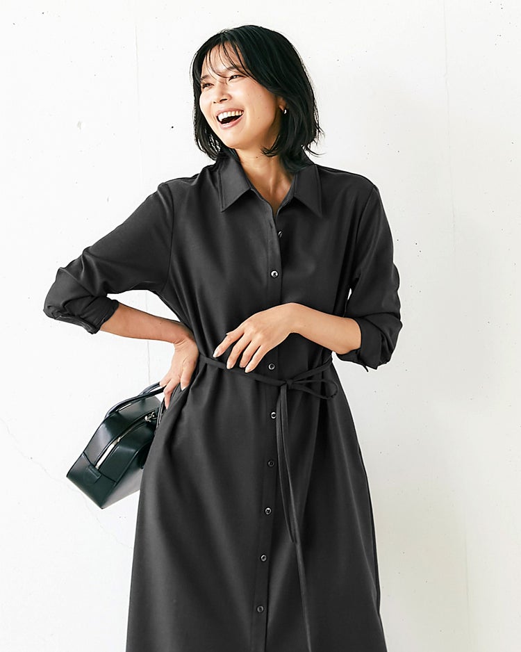 ウールサキソニー・シャツワンピース 詳細画像 グレー 3