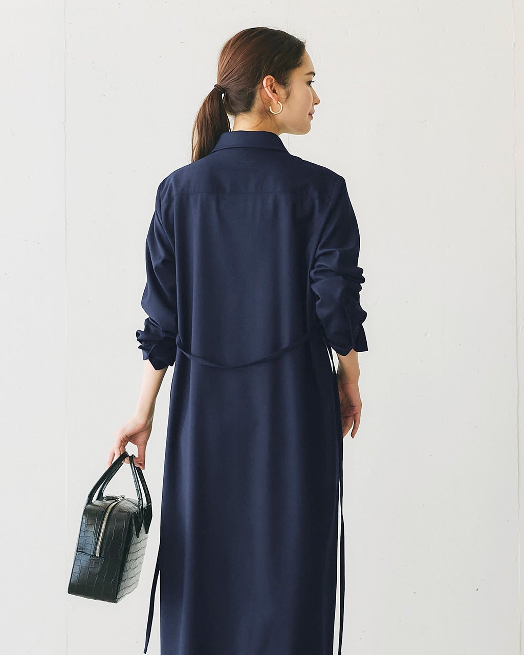 DoCLASSE ウールサキソニー・シャツワンピース（ブラック、9）