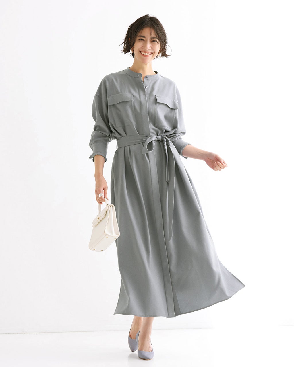 サキソニー・バンドカラーシャツワンピース/DoCLASSE