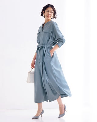 サキソニー・バンドカラーシャツワンピース