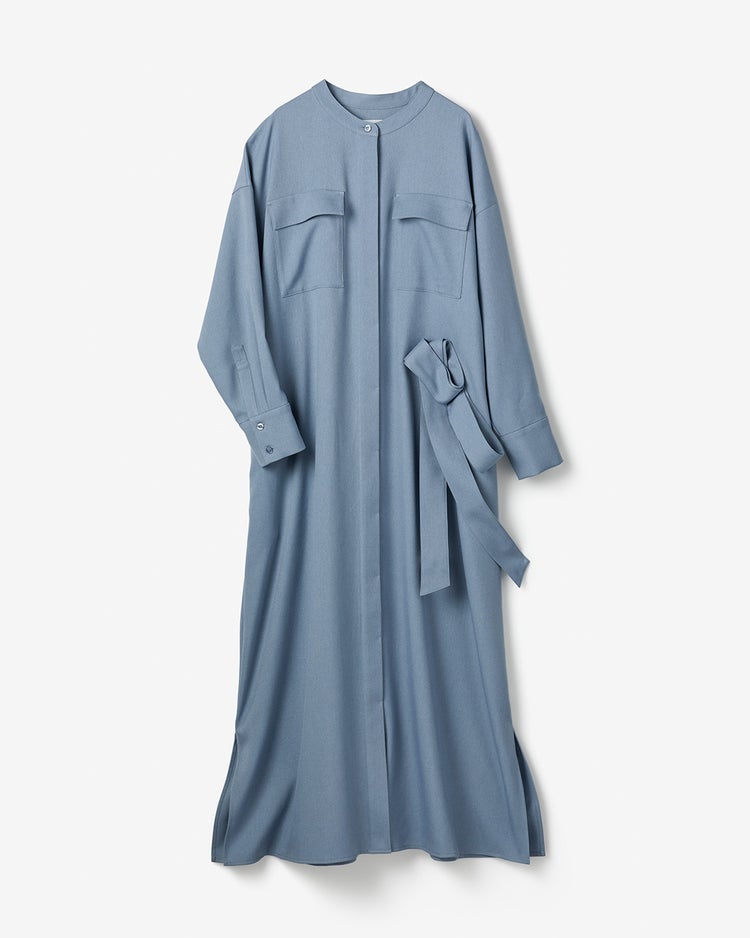 サキソニー・バンドカラーシャツワンピース 詳細画像 ライトブルー 4