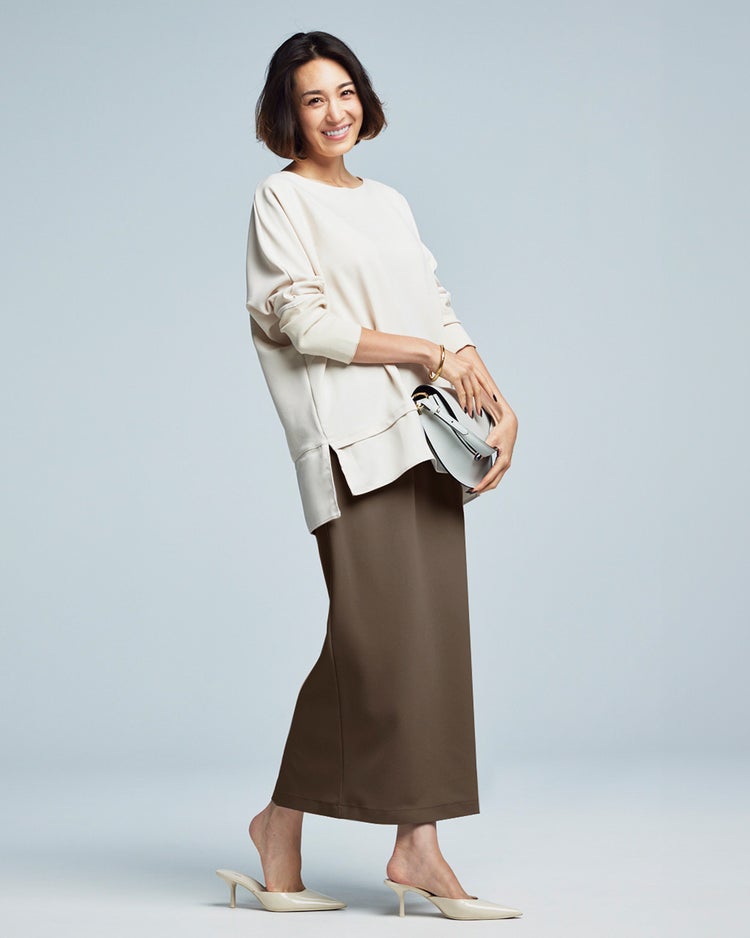 ストレッチジョーゼット・ナロースカート 詳細画像 ブラウングレー 1
