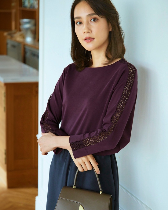 レースデザイン／７分袖・ドゥクラッセＴシャツ
