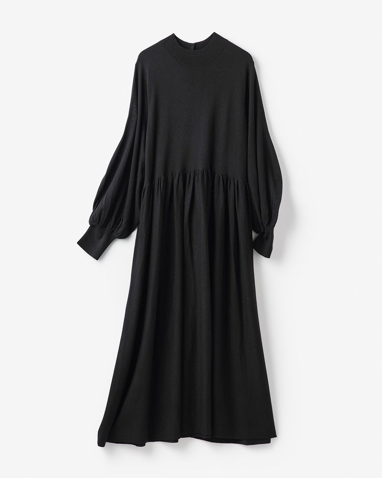 ソフトウール・ウエストギャザーワンピース 詳細画像 ブラック 5