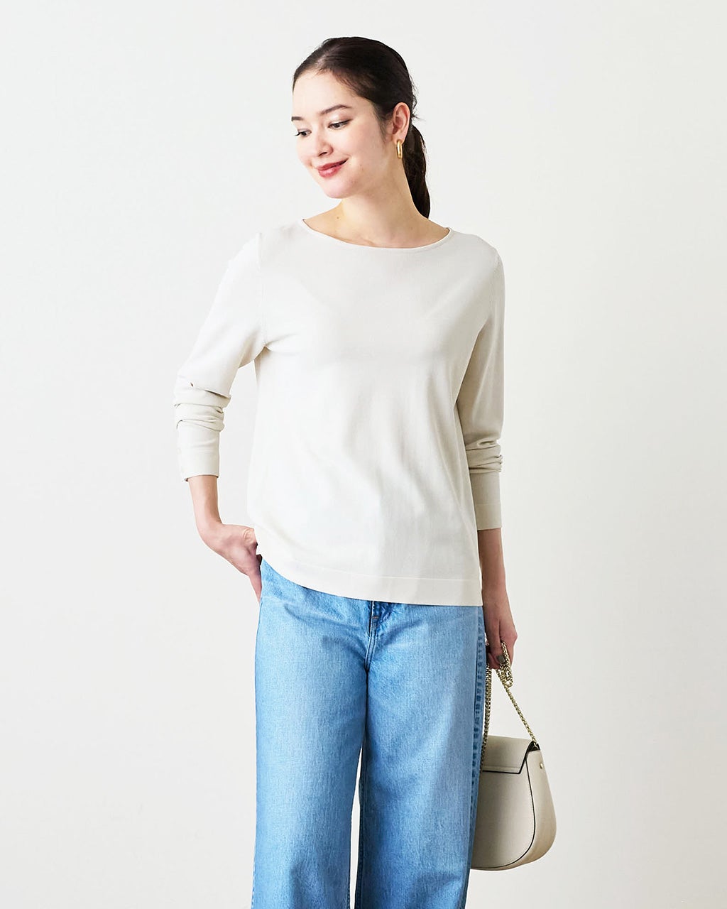 ドライタッチニット・ボートネック/40代50代からのレディース