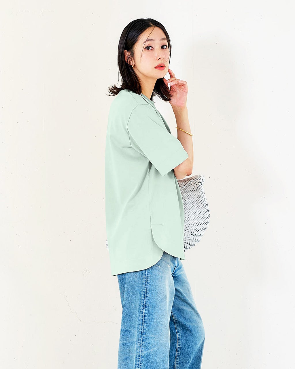 メドモワゼルパリ　コットントップスサイズ01 トップス Tシャツ レディース コットン 綿 ゆったり 大きめ シルケット