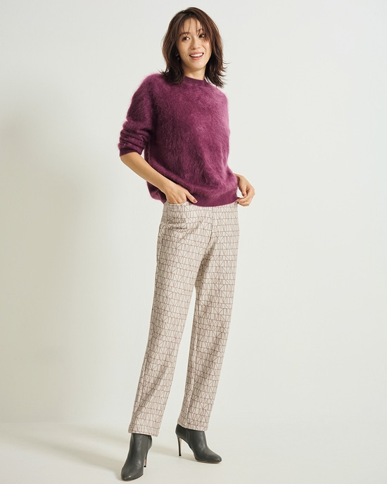 楽暖ベロアストレッチ・スリムテーパード72cm