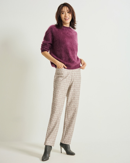 楽暖ベロアストレッチ・スリムテーパード65cm