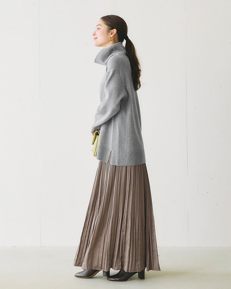 ウール混・サイドリブロングニット 詳細画像 グレー 5