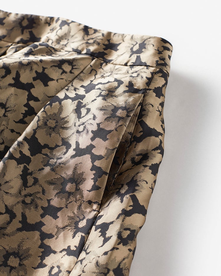 ジャカード織・花柄フレアスカート 詳細画像 ベージュ&times;ブラック 5