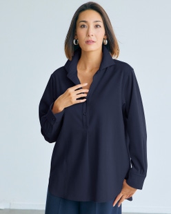 微起毛サキソニー・スキッパーシャツ