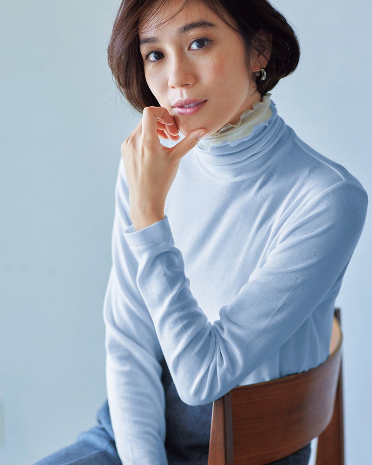 エアリーウール・メロウネックトップス 詳細画像 サックス・パターン 1