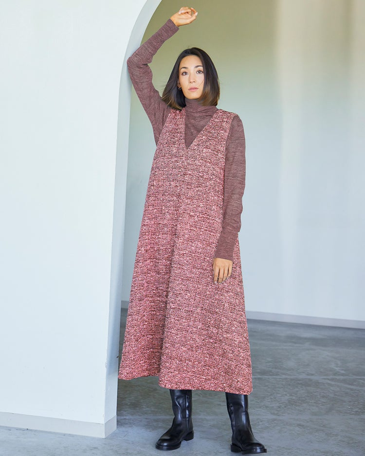 ツイーディジャカード・深Vネックジャンスカ 詳細画像 ピンク・パターン 2