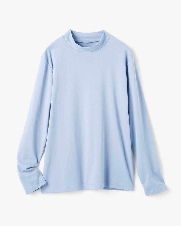 超長綿ハイネック／無地 詳細画像 ペールブルー 1