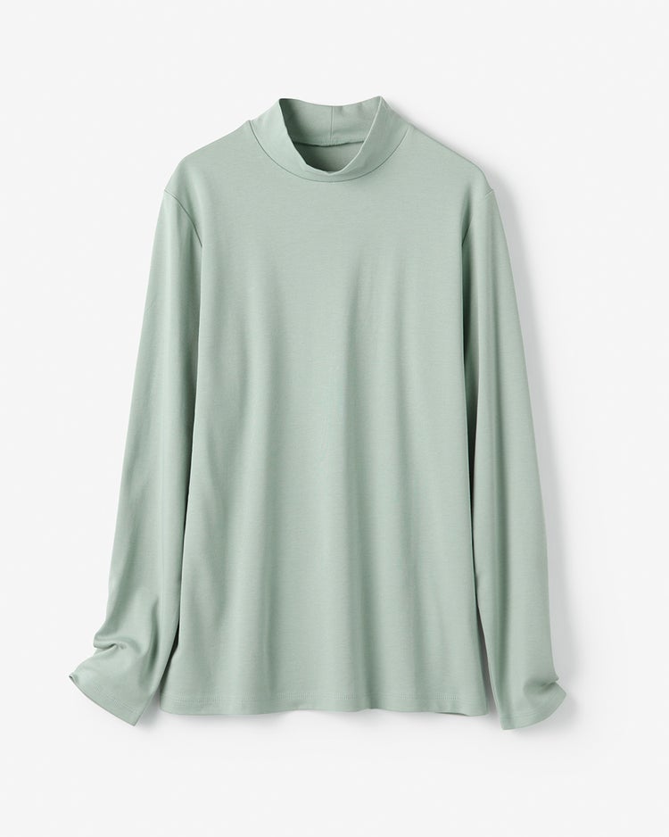 超長綿ハイネック／無地 詳細画像 グリーングレー 1
