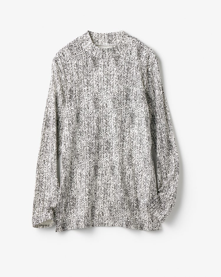 超長綿ハイネック／モダン柄 詳細画像 ブラックパターン 3