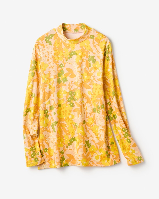 超長綿ハイネック/モダン柄