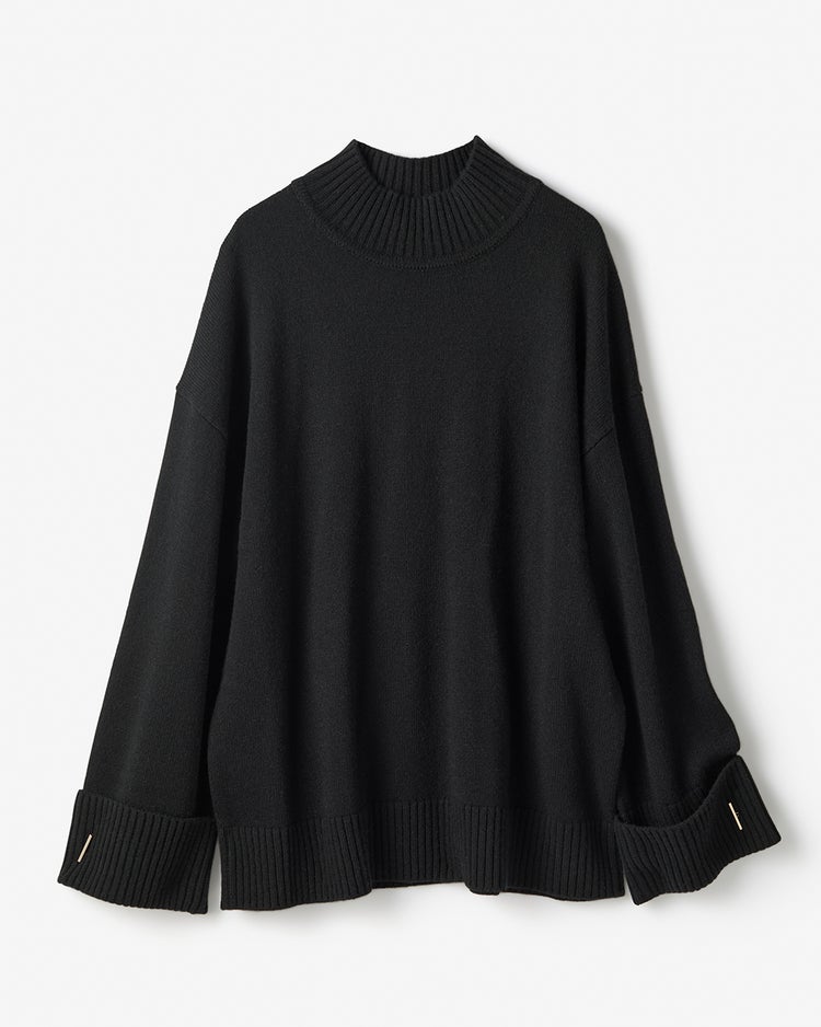 ウール混・パーツ使いハイネックセーター 詳細画像 ブラック 3