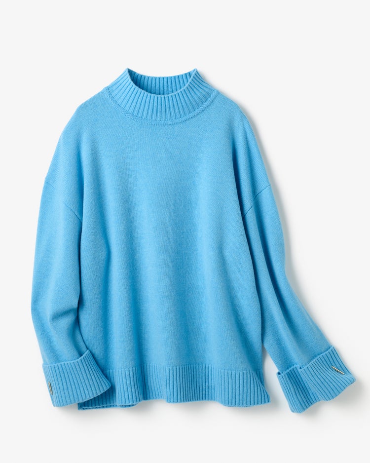 ウール混・パーツ使いハイネックセーター 詳細画像 ライトブルー 3
