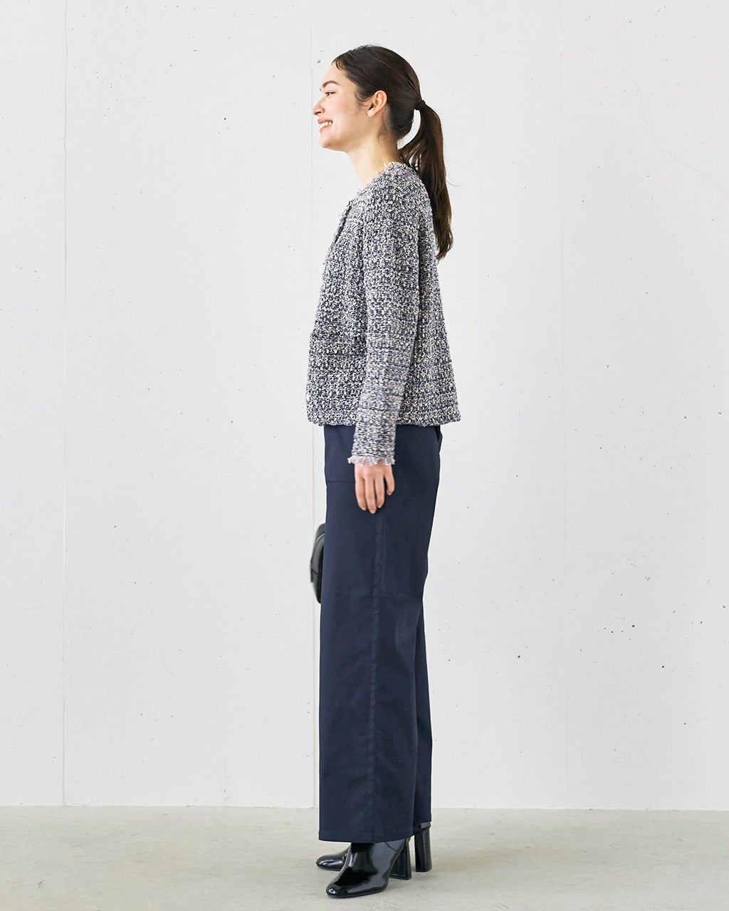 美品！ダーマコレクション　マルチカラー　ツイード　ジャケット　レディース カラーツイードノーカラージャケット 49AV JUNKO SHIMADA