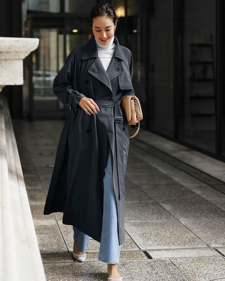 メモリータフタ・ドレストレンチコート 詳細画像 ミッドナイトブルー 3